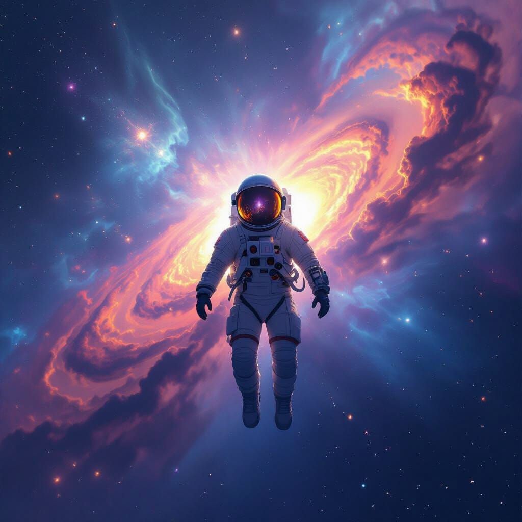 Astronaut Reflects Supernova in Digital Matte Painting