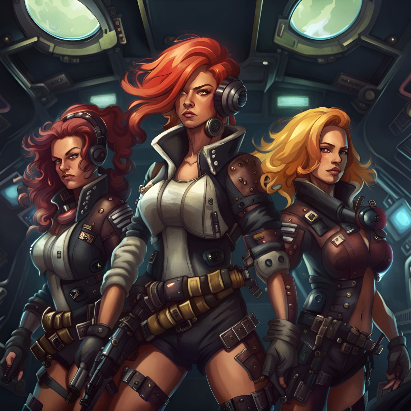 Dynamic Crew of Women Space Pirates Attack