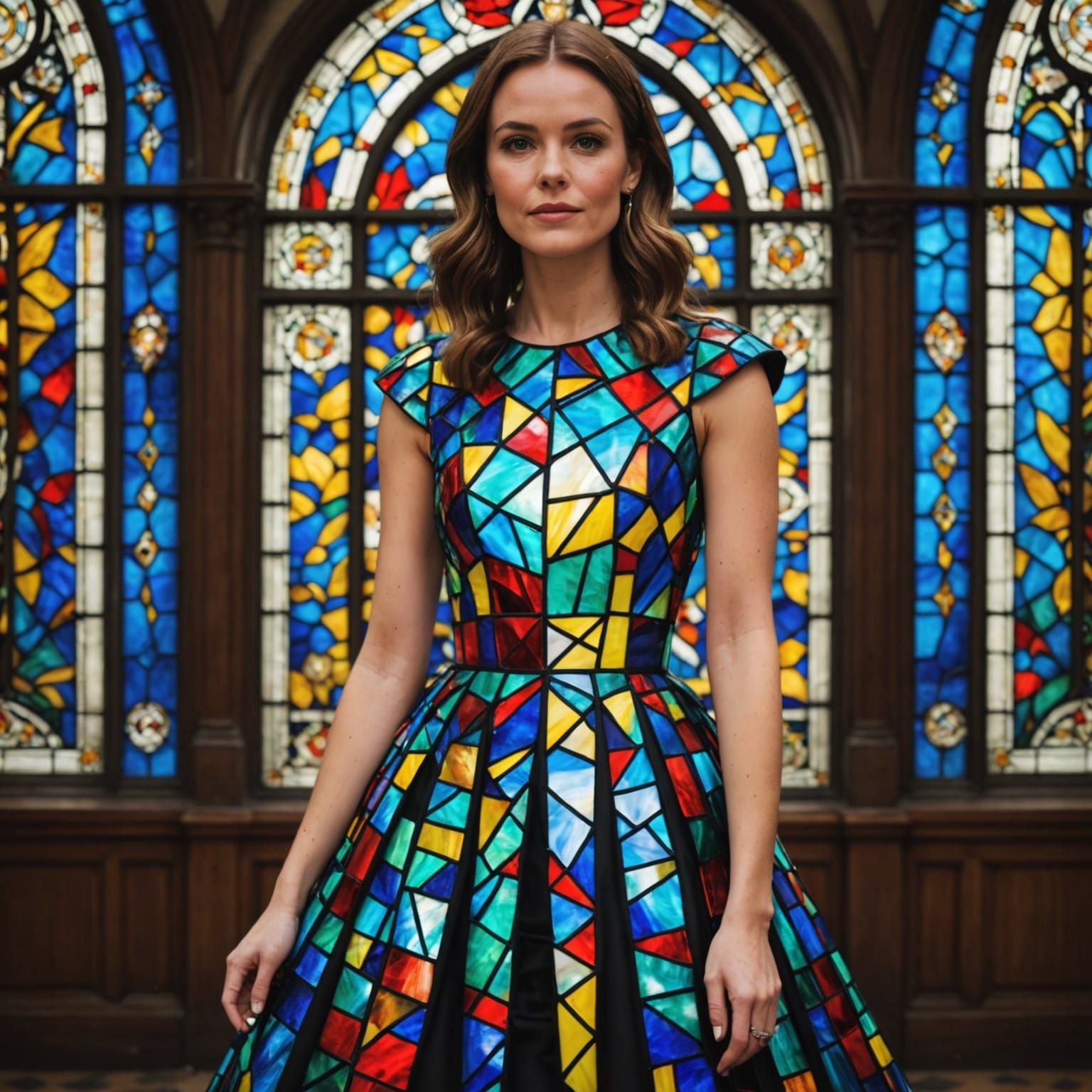 Cinderella in a Dazzling Stained Glass Gown