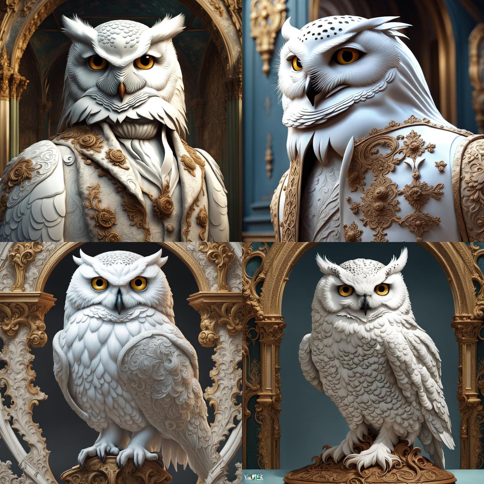Portrait of a White Snowy Owl