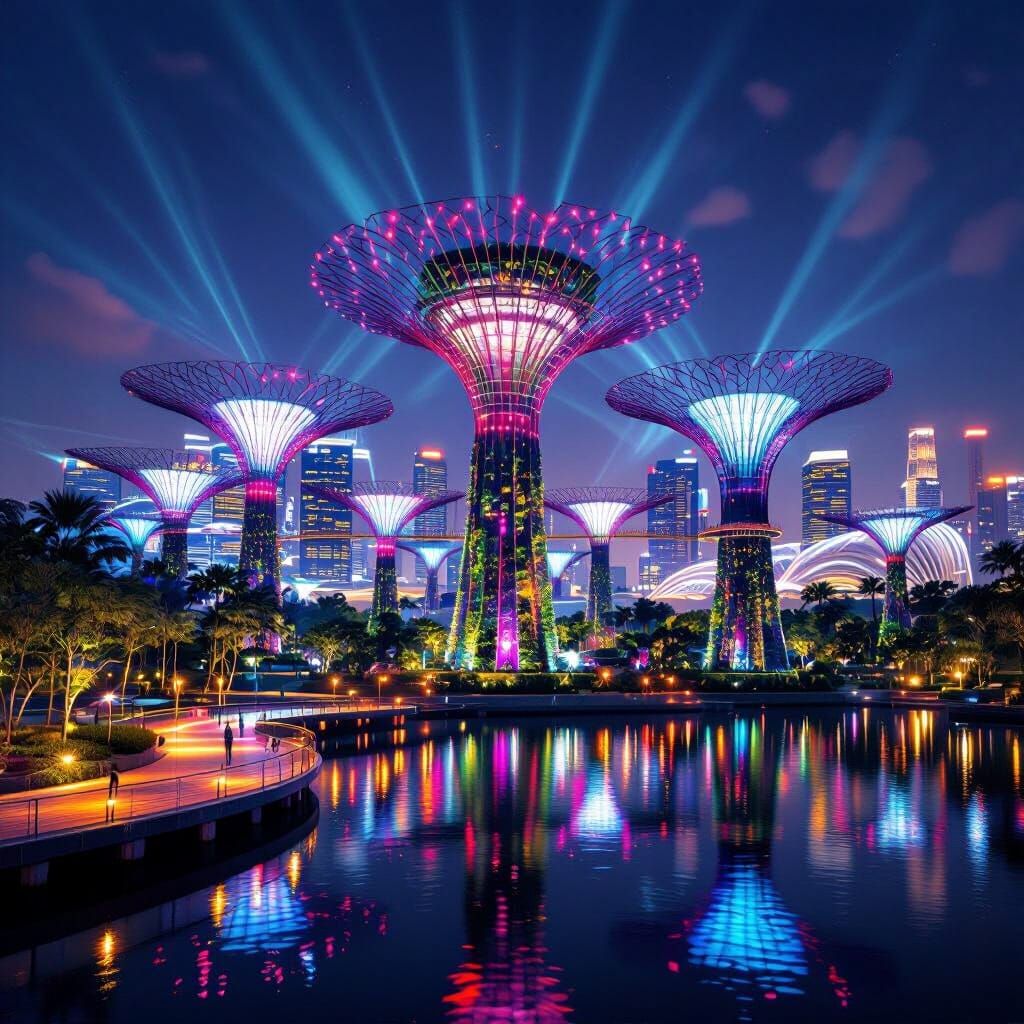 Gardens by the Bay: Futuristic Light Show