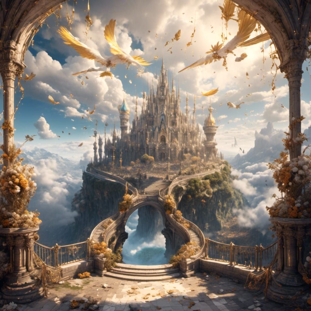 Heavenly Golden Gates and Pearls in Matte Painting