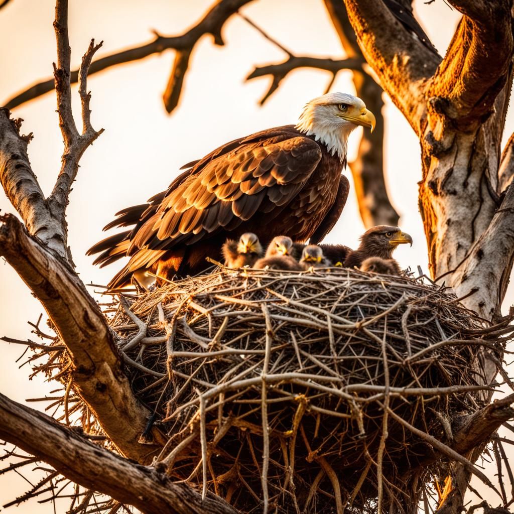 Eagle Mother Feeds Young: National Geographic Photo