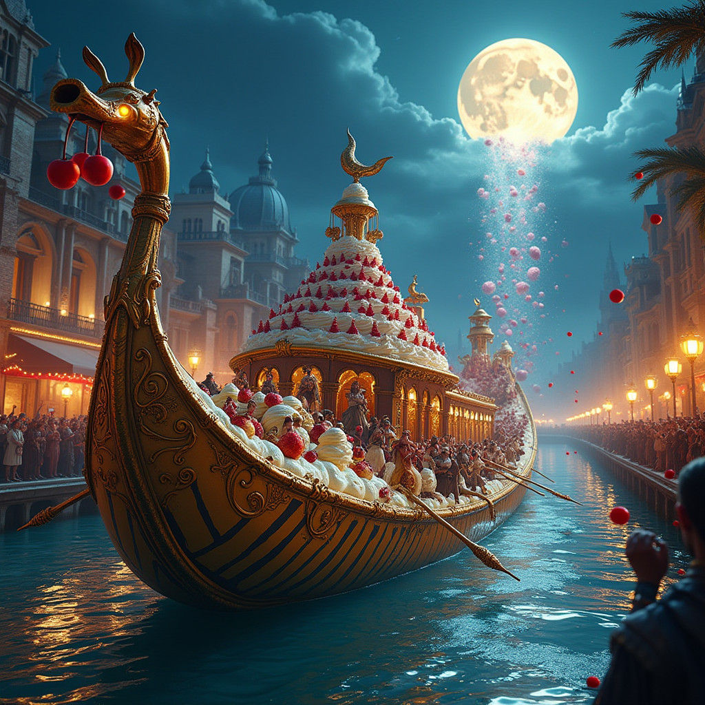 Banana Split Gondola Fantasy Art in 8K