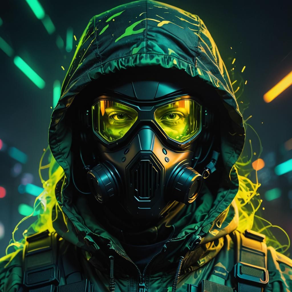 Futuristic Soldier in RGB Camouflage