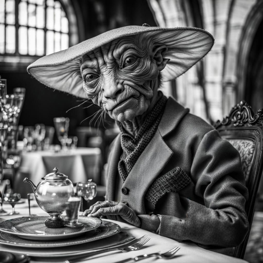 Surreal Alien Restaurant Celebration in Hyperreal Detail