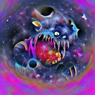 Cosmic Entity Devouring a Planet