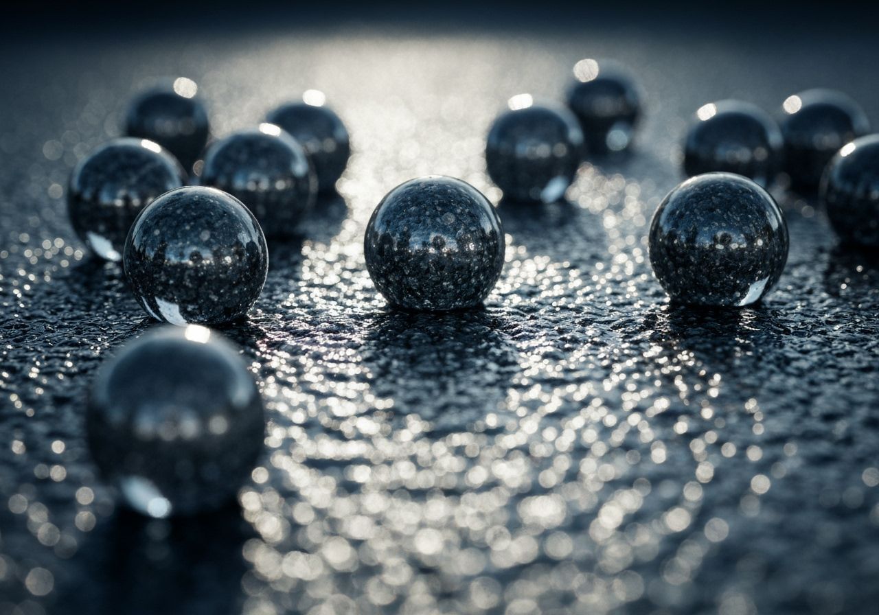 Glossy Black Spheres in Hyper-Realistic Macro Detail