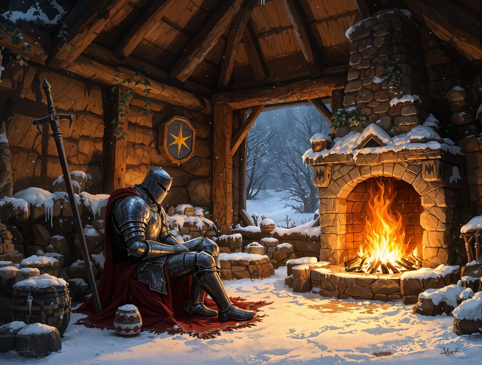 Knight by the Cozy Hearth