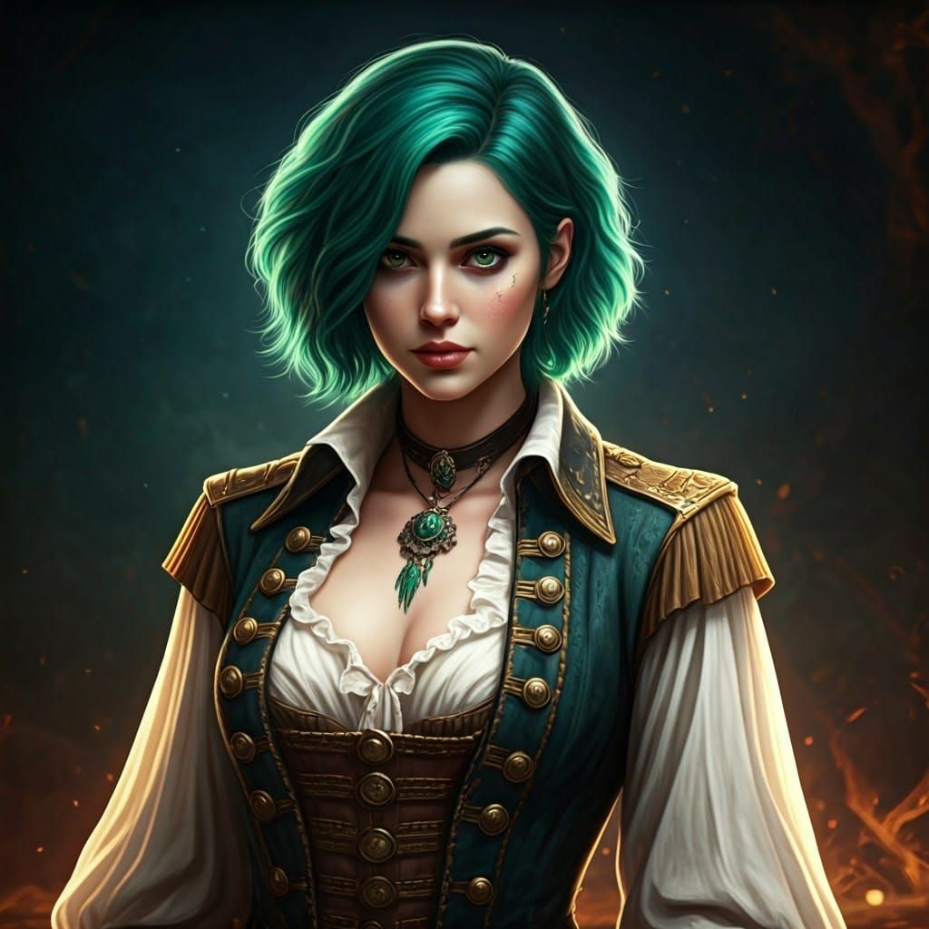 Stunning Pirate Maiden in Ornate Fantasy Art