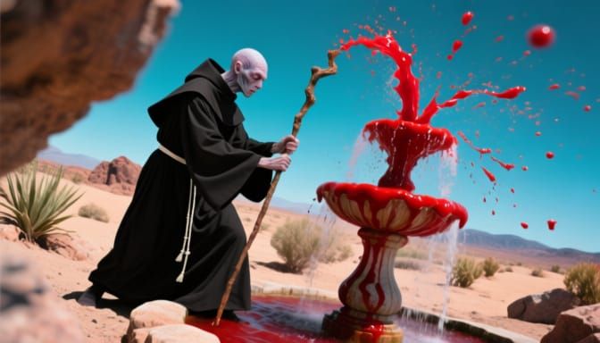Monk's Staff Strikes Earth, Releasing Ketchup Geyser