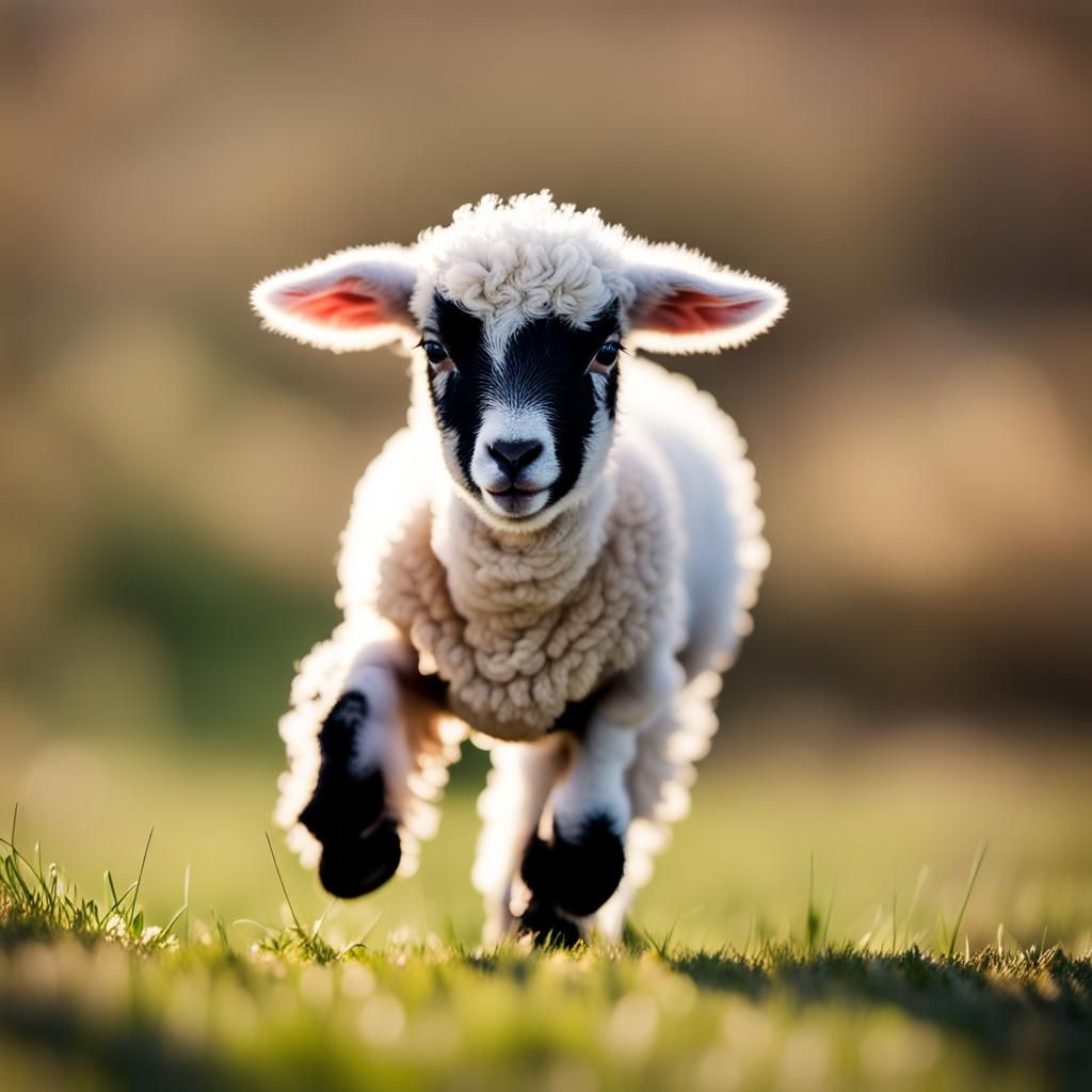 Adorable Lamb Frolicking in Natural Light