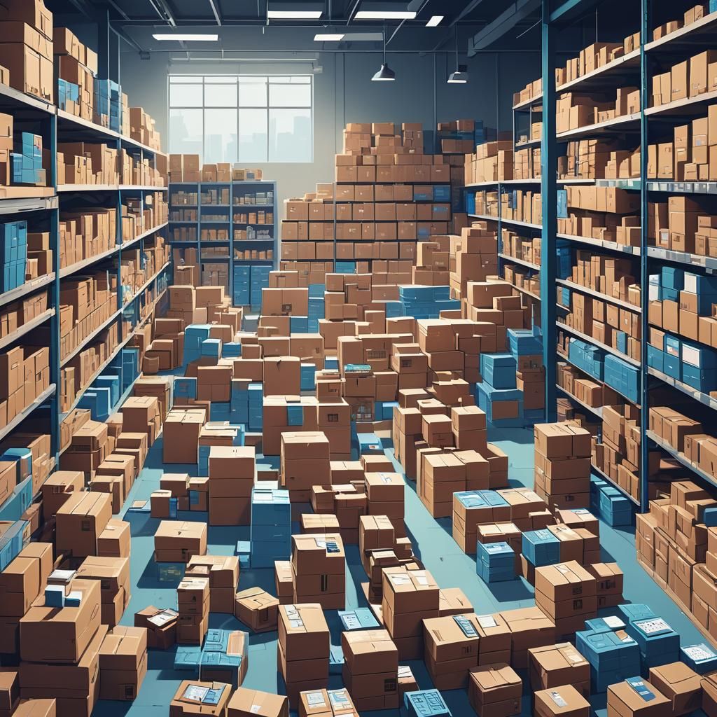 Warehouse Scene in Retro 2D Animated Style