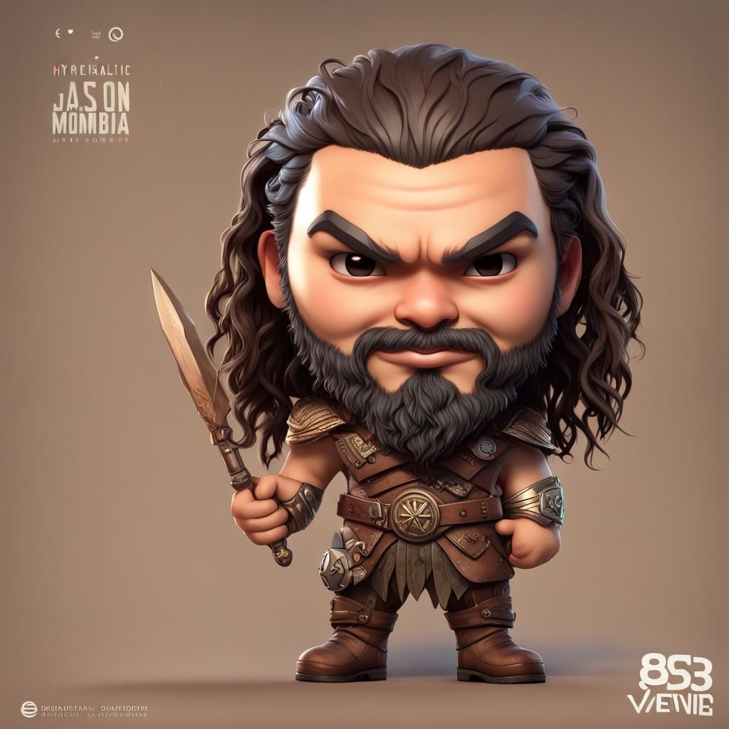 Hyperrealistic Chibi Jason Momoa Full Body Portrait