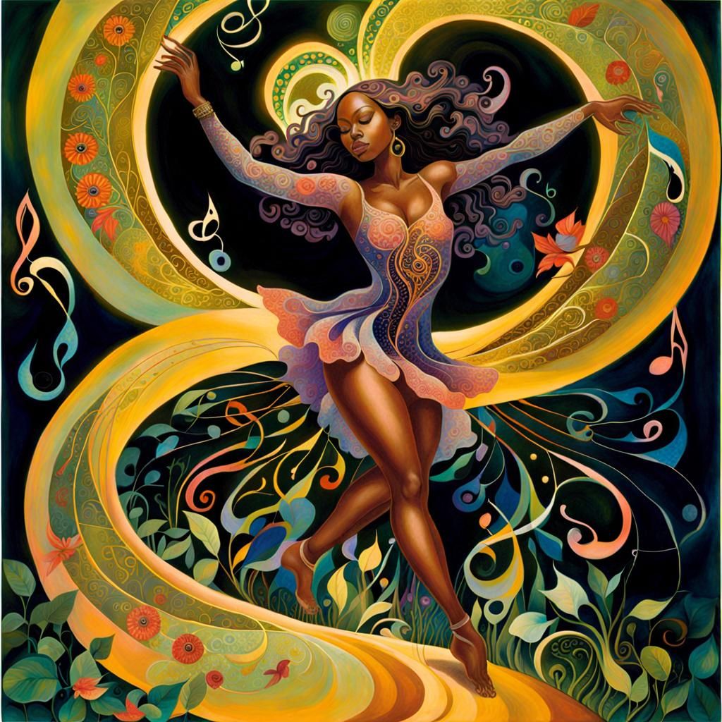 Dancing Flower with Music Notes, Extravagant Art