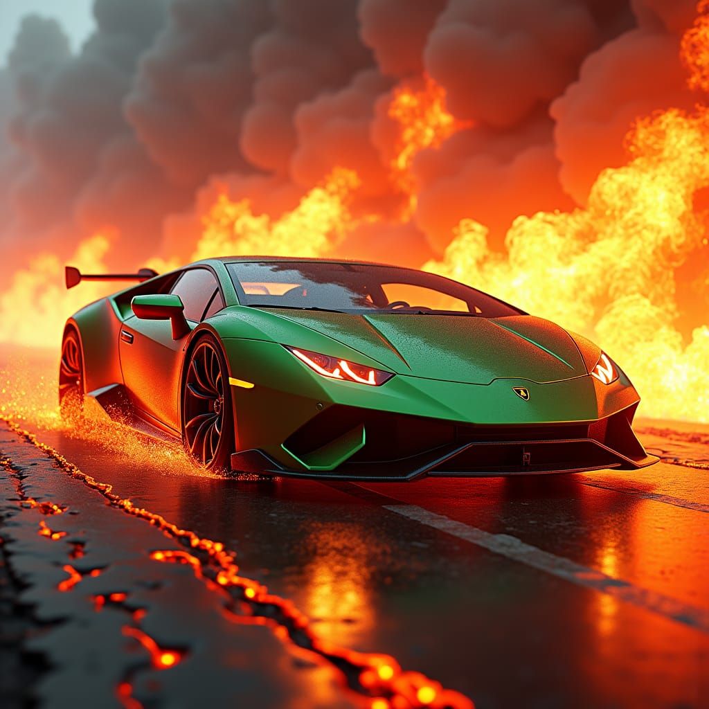 Lamborghini Huracan Powerslide in Ethereal Fantasy Setting