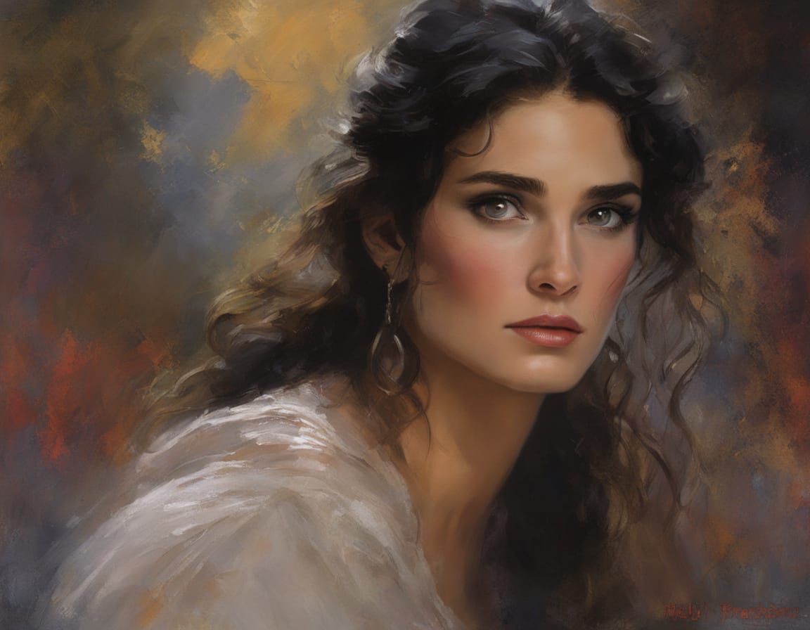 Hyperrealistic Demi Moore Portrait in Impasto Chalk Art