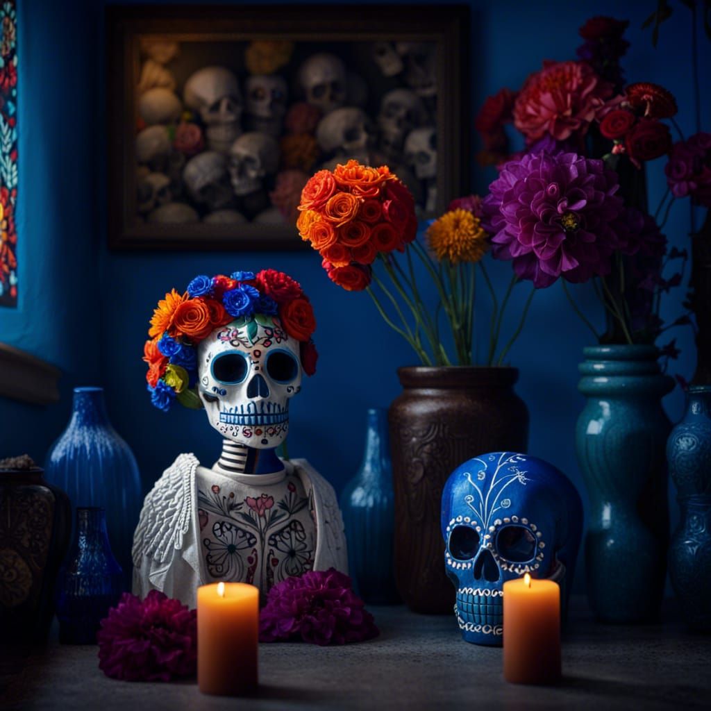 Día de los Muertos Scene in Vibrant Colors