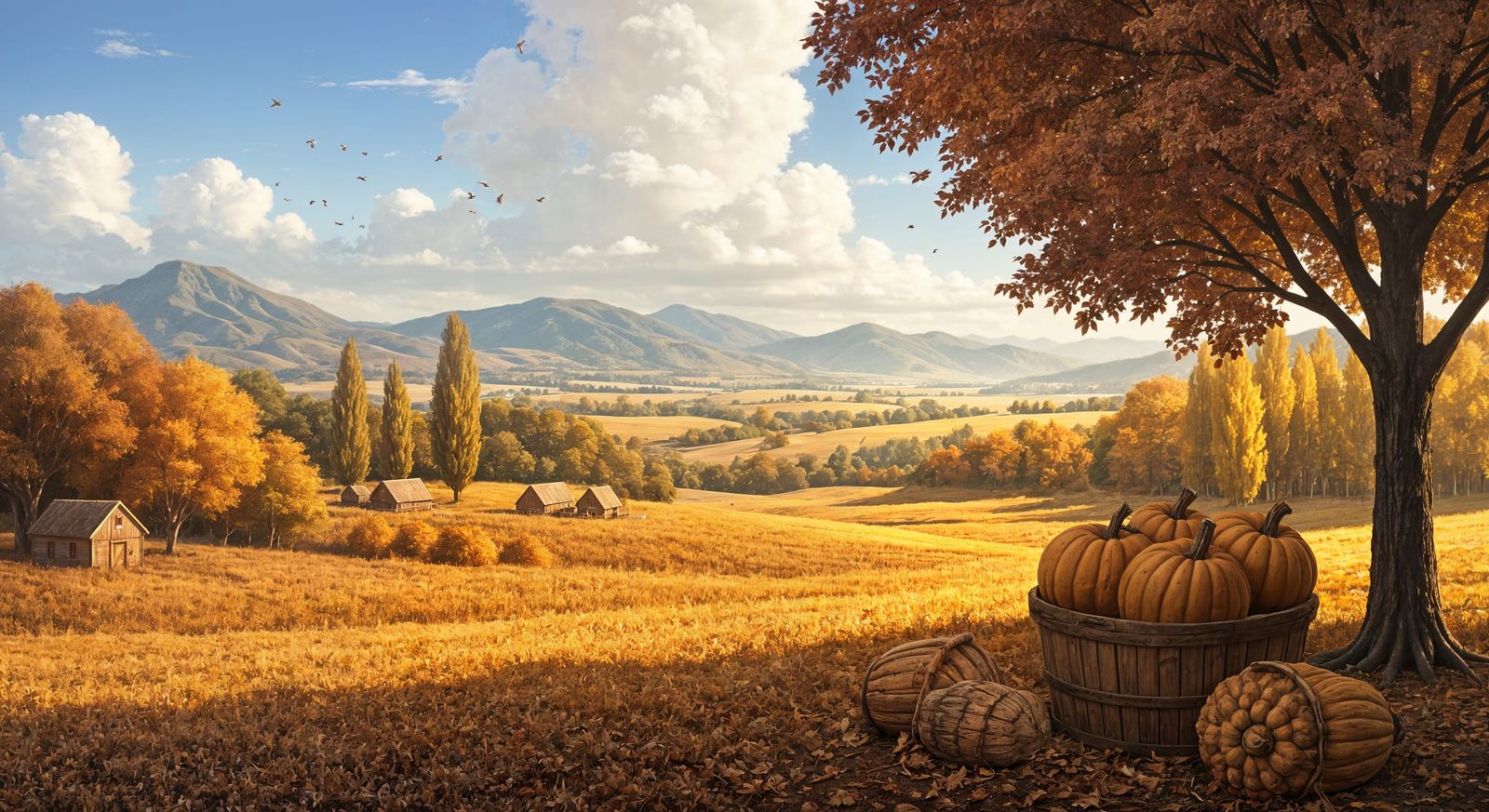 Autumn Harvest Landscape in Detailed Fantasy Style