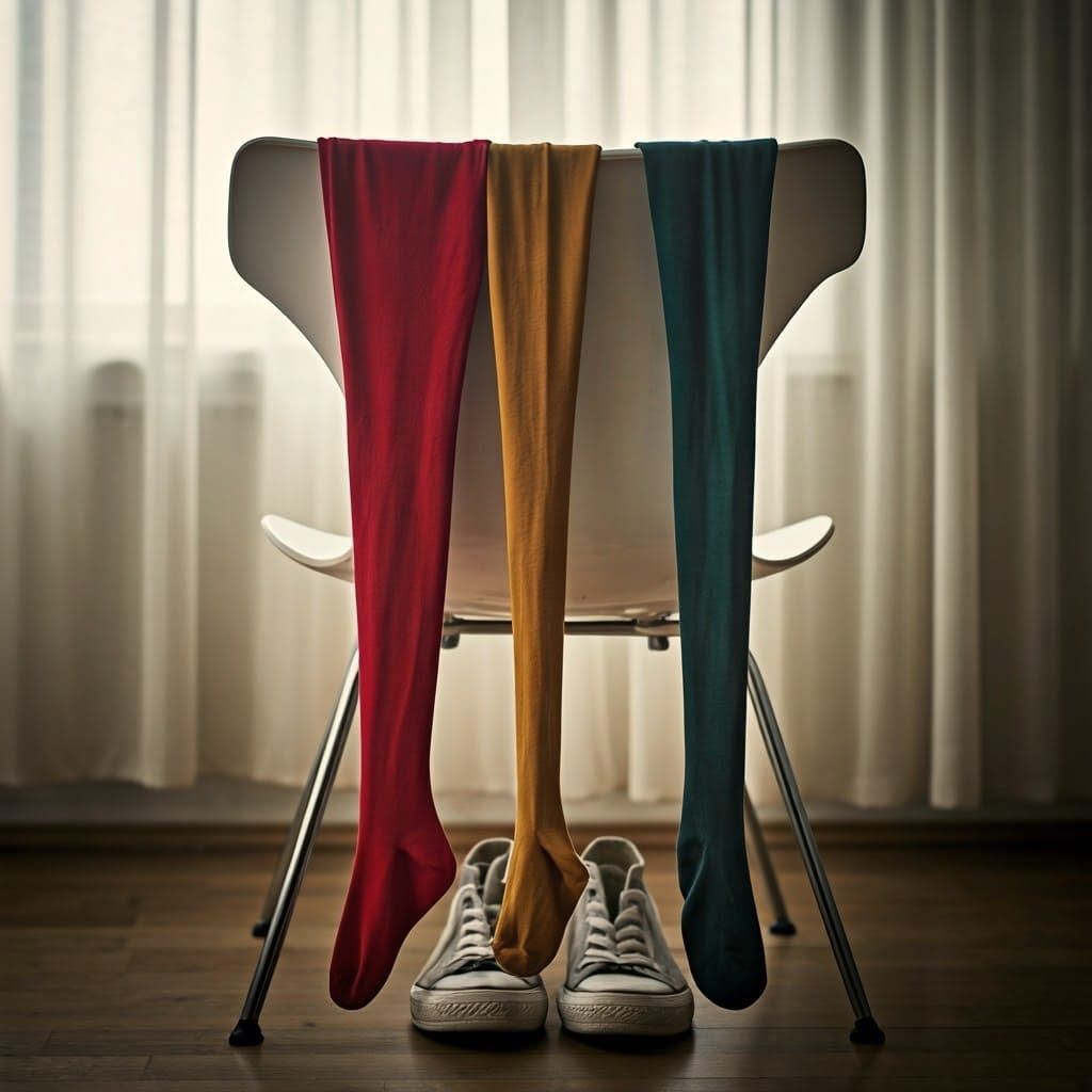 Serene Still Life in Modern Bedroom with Vibrant Tights