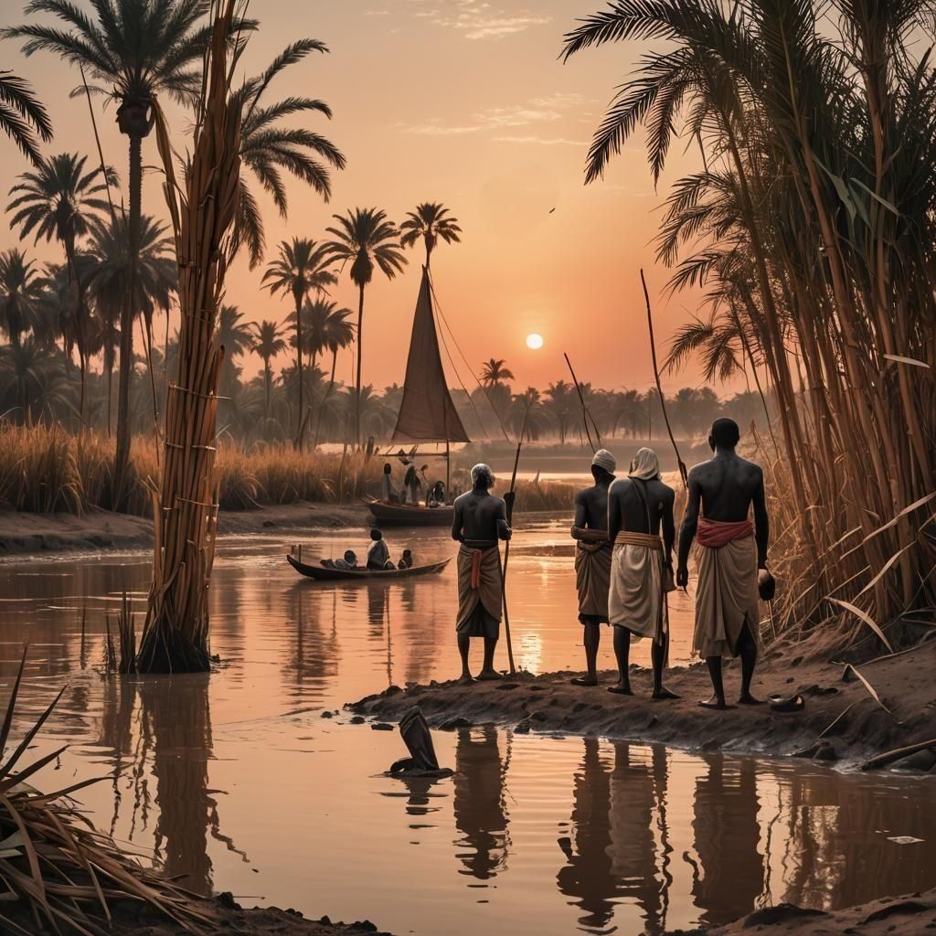 Ancient Egyptians' Mud Ritual on Nile Riverbank