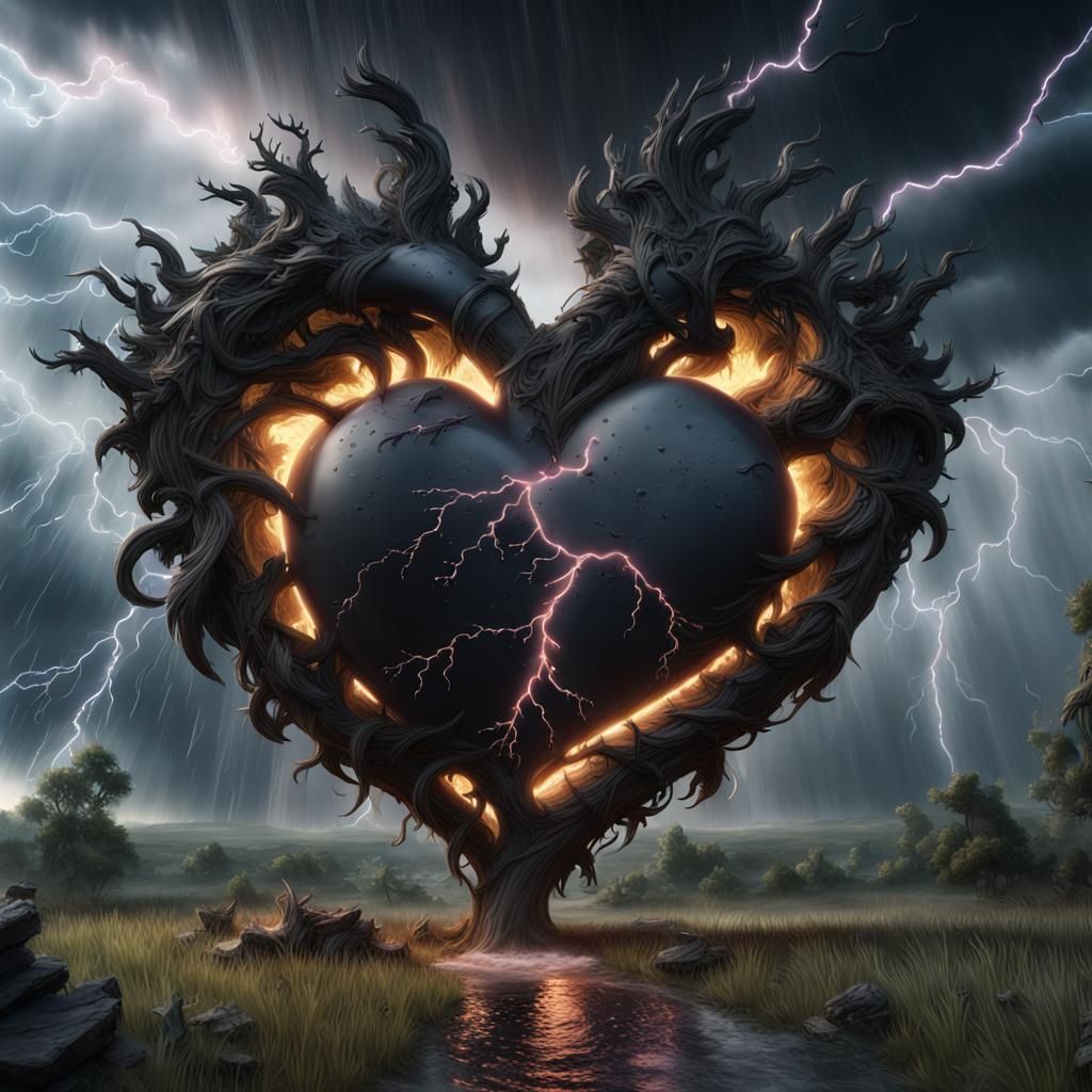 Black Heart in a Fantastical Thunderstorm