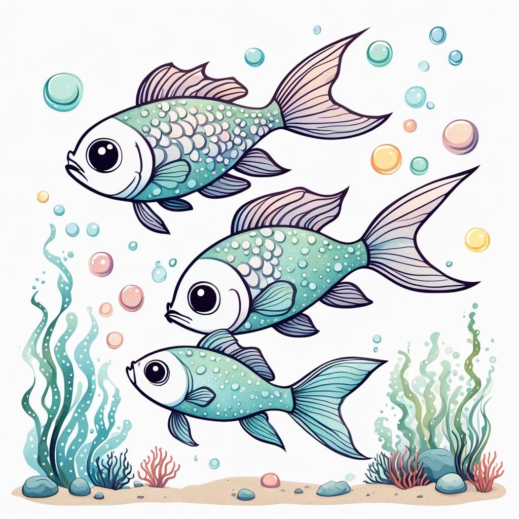 Whimsical Ocean Scene in Classic Children's Book Style