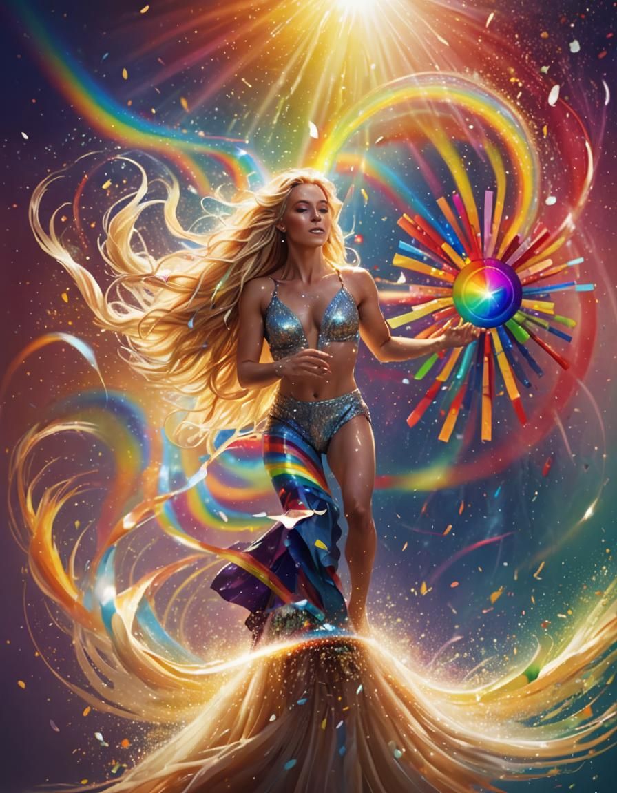Rainbow Crystal Woman Portrait in Hyperrealistic Style