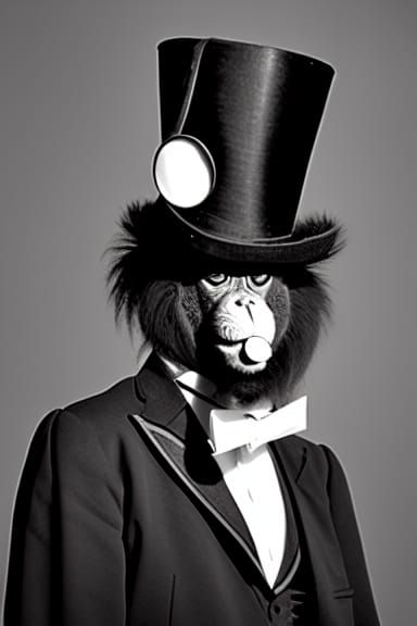 Orangutan Gentleman in Black and White Portrait