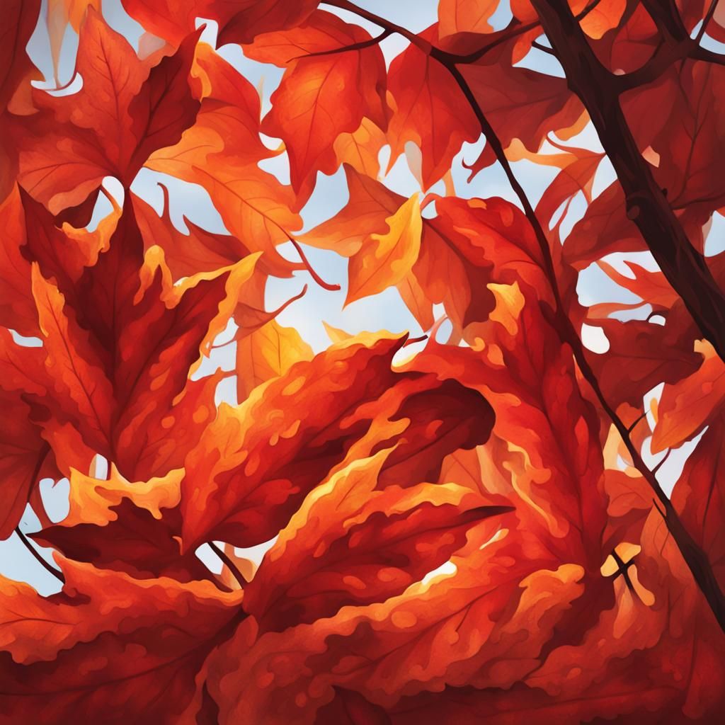 Fiery Autumn Leaves Resembling Bright Flames