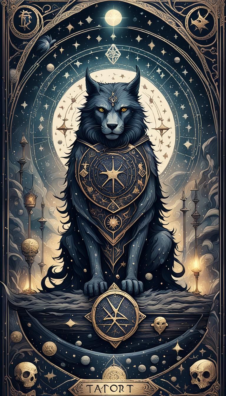 Dark Fantasy Tarot Card with Mystical Creature