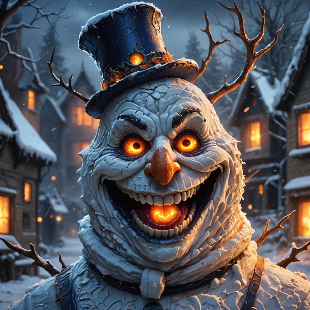 Eerie Snowman Screaming Portrait in Unreal Engine