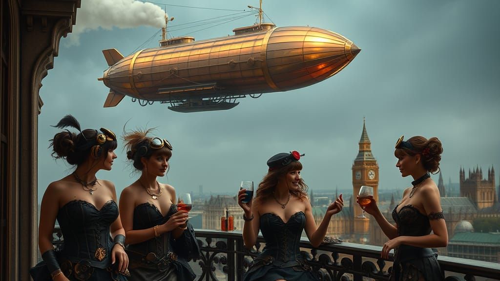 Glamorous Steampunk Women in Victorian London