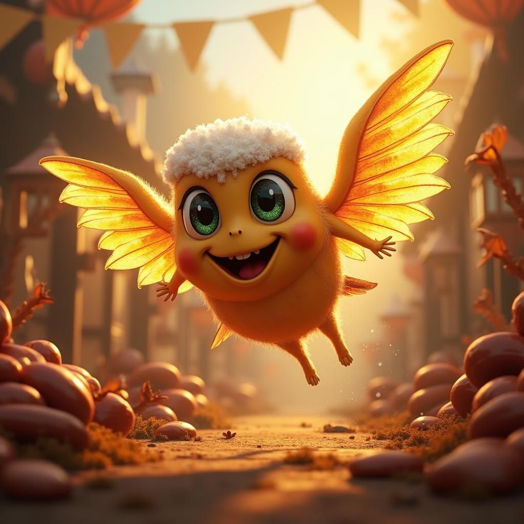 Oktoberfest Flying Beer Character in Sci-Fi Fantasy Style