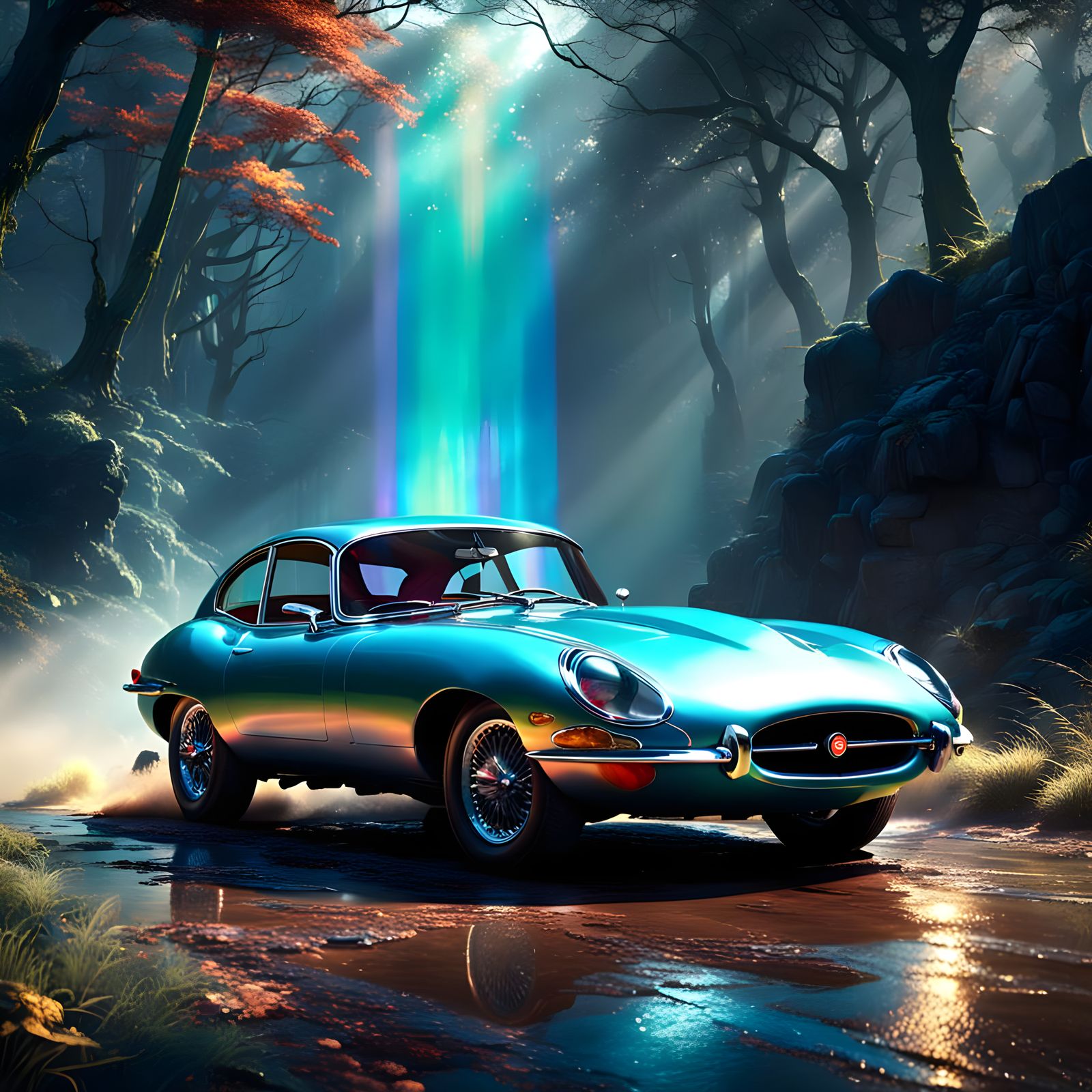 Epic Jaguar E-Type Coupe with Colorbeams