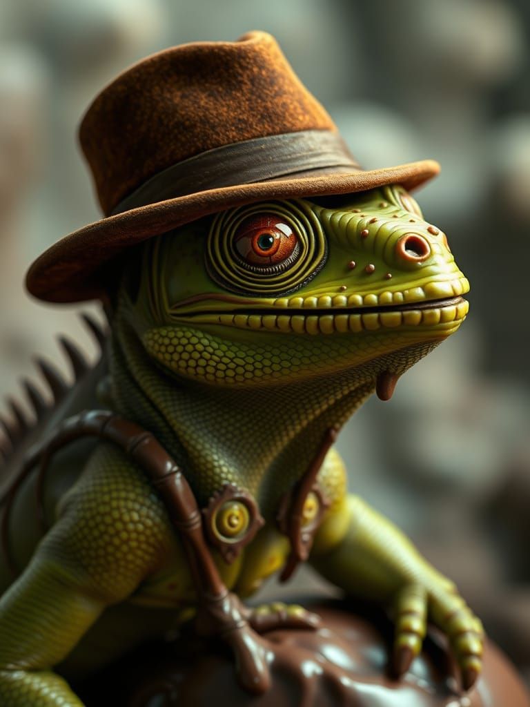 Chocolate Iguana in Surreal Digital Art Style