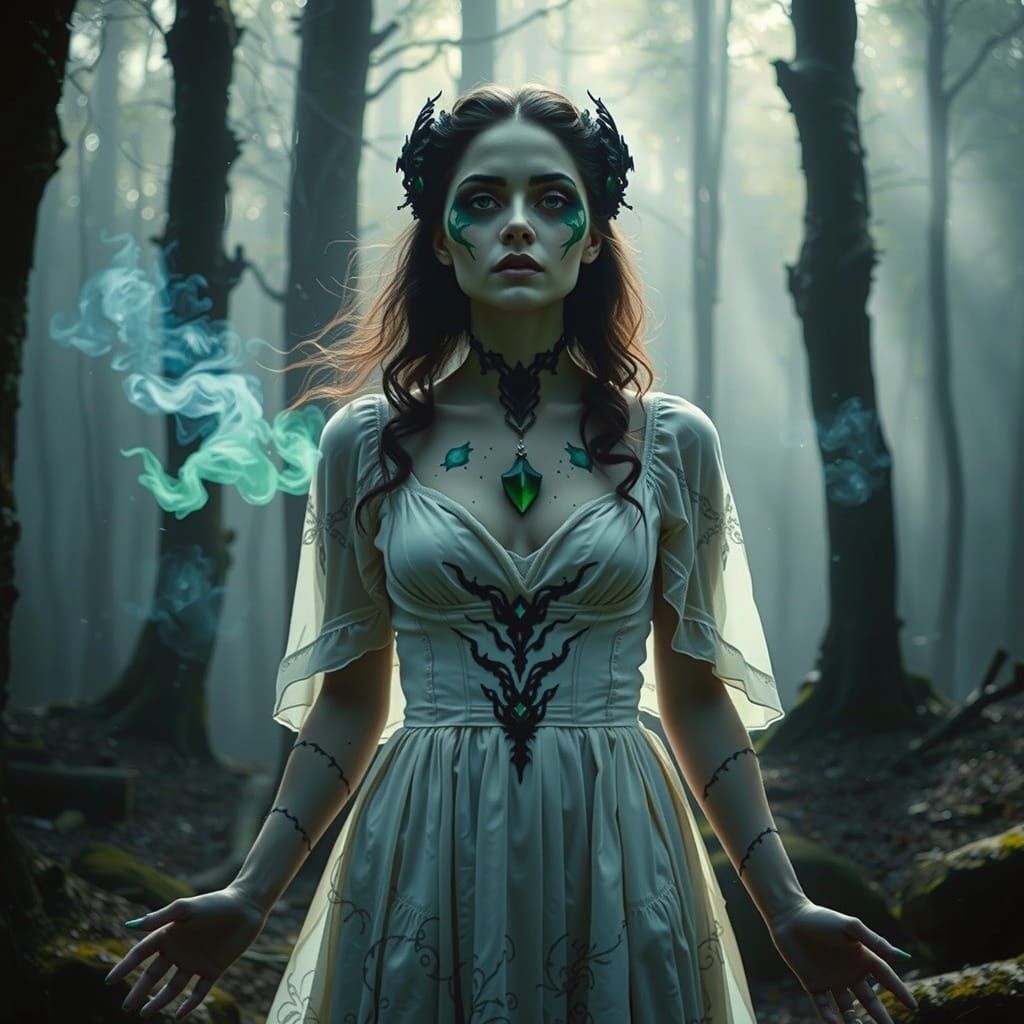 Regal Wiccan Enchantress in Smokey Veil