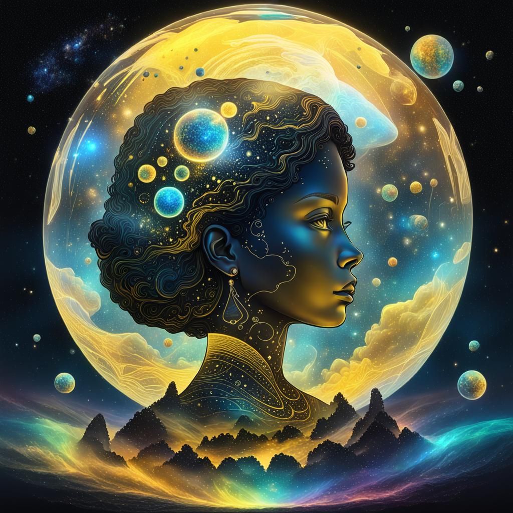 Bee in Glass Sphere Floating in Space