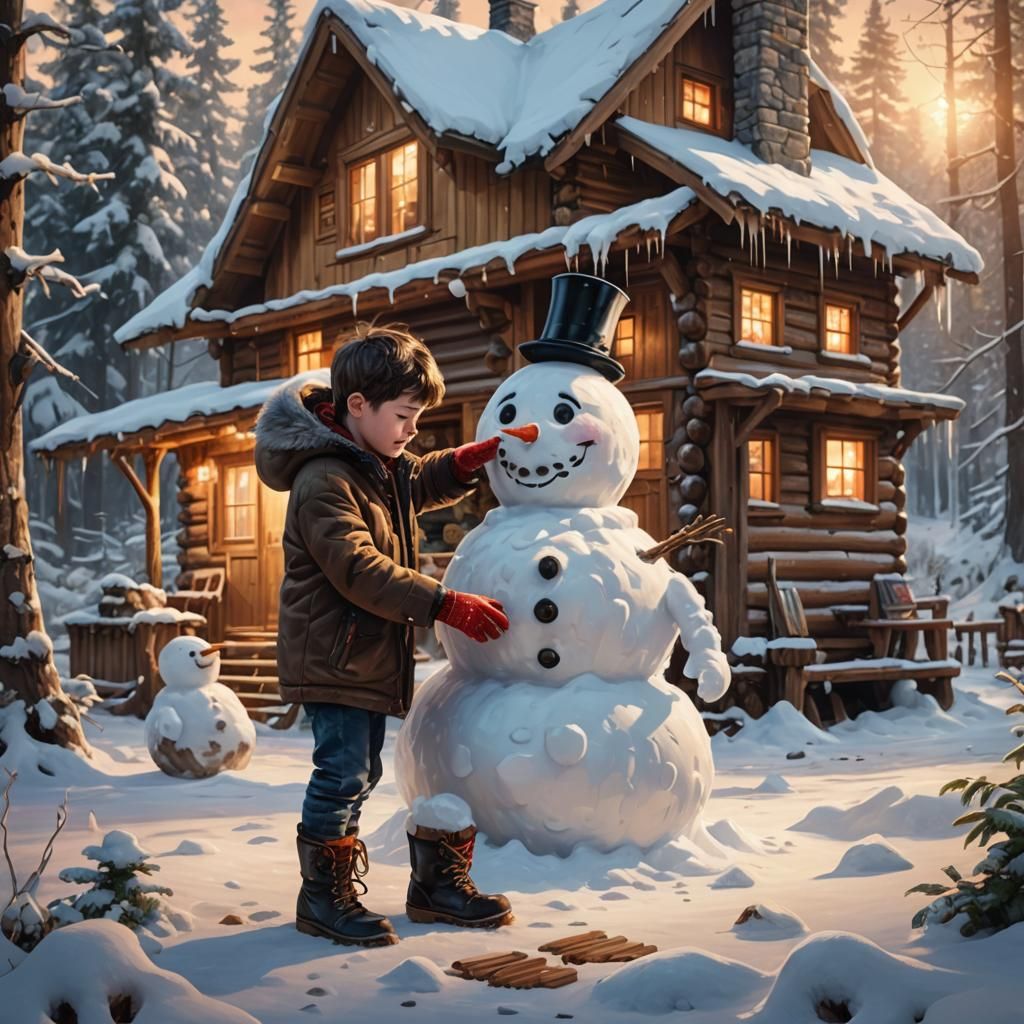 Winter Wonderland in Golden Teacup, Digital Art