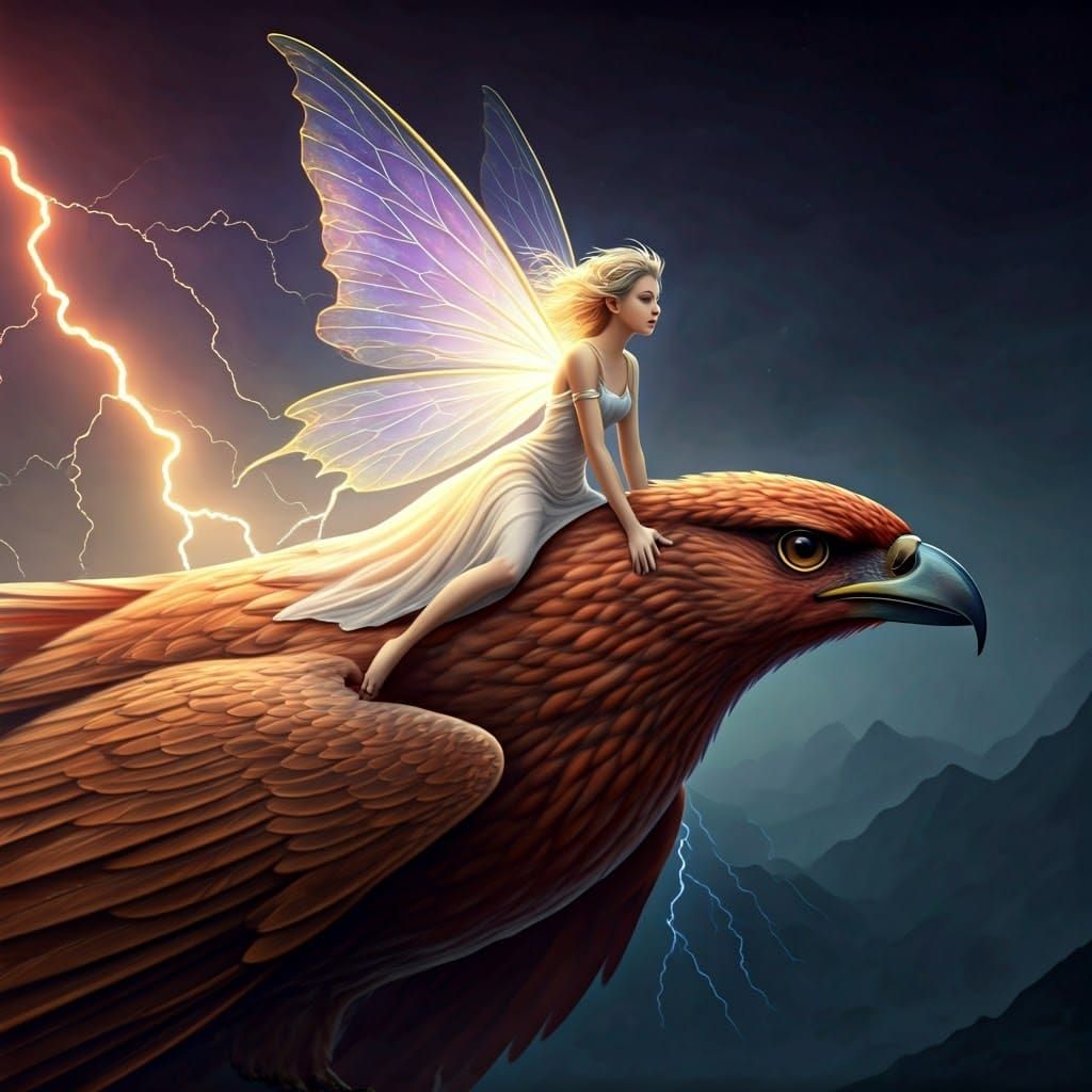 Lightning Fairy Rides a Thunderbird