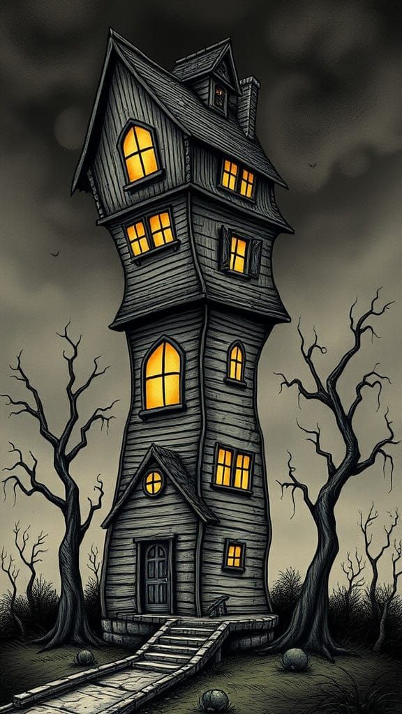 Weird crooked tall house