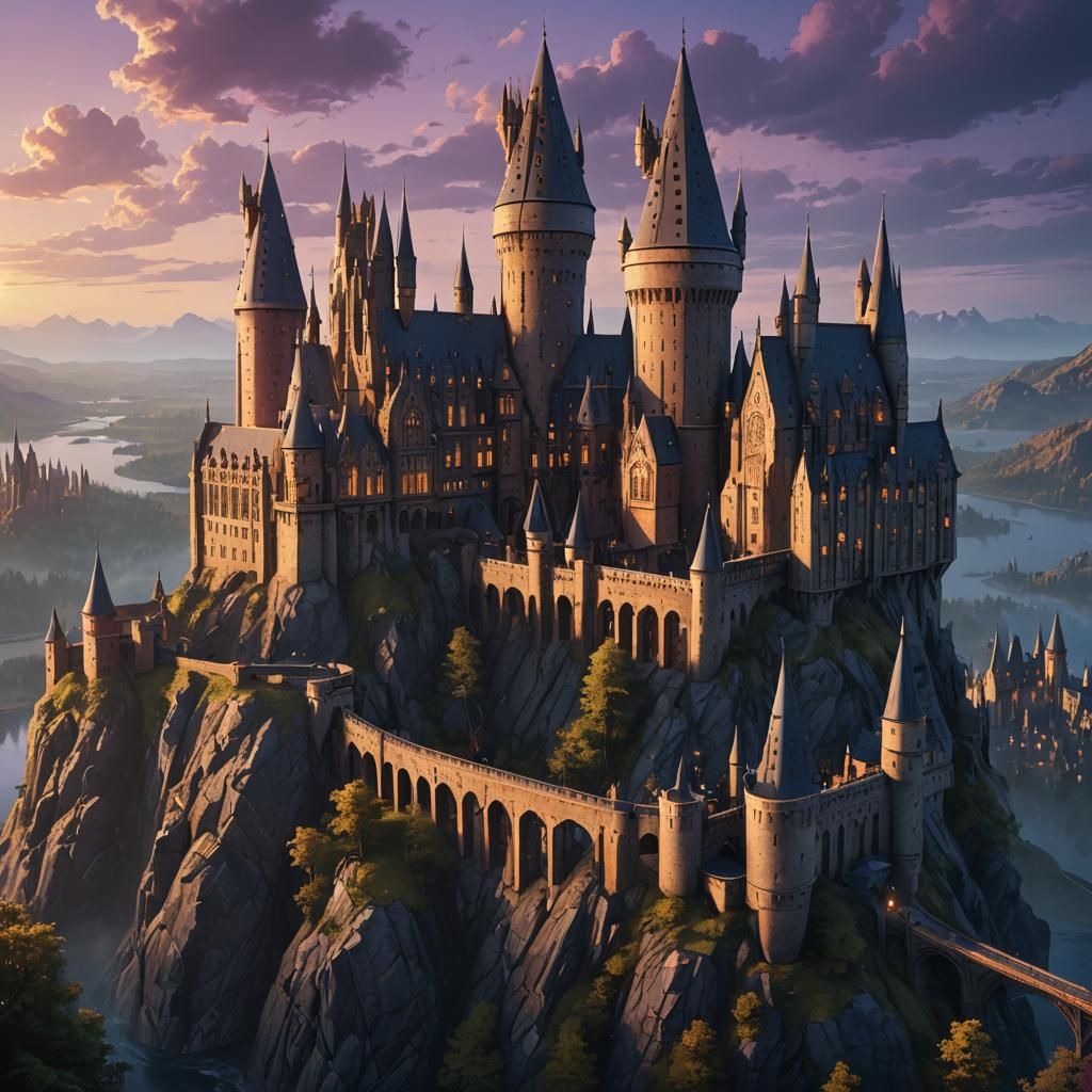 Hogwarts Castle Concept Art in Fantasy Style