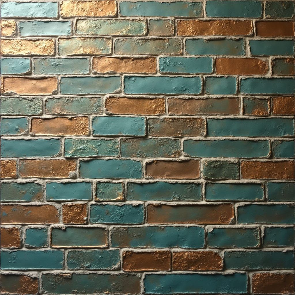 Surreal Copper and Teal Mosaic Creates Illusion of Sloping L...
