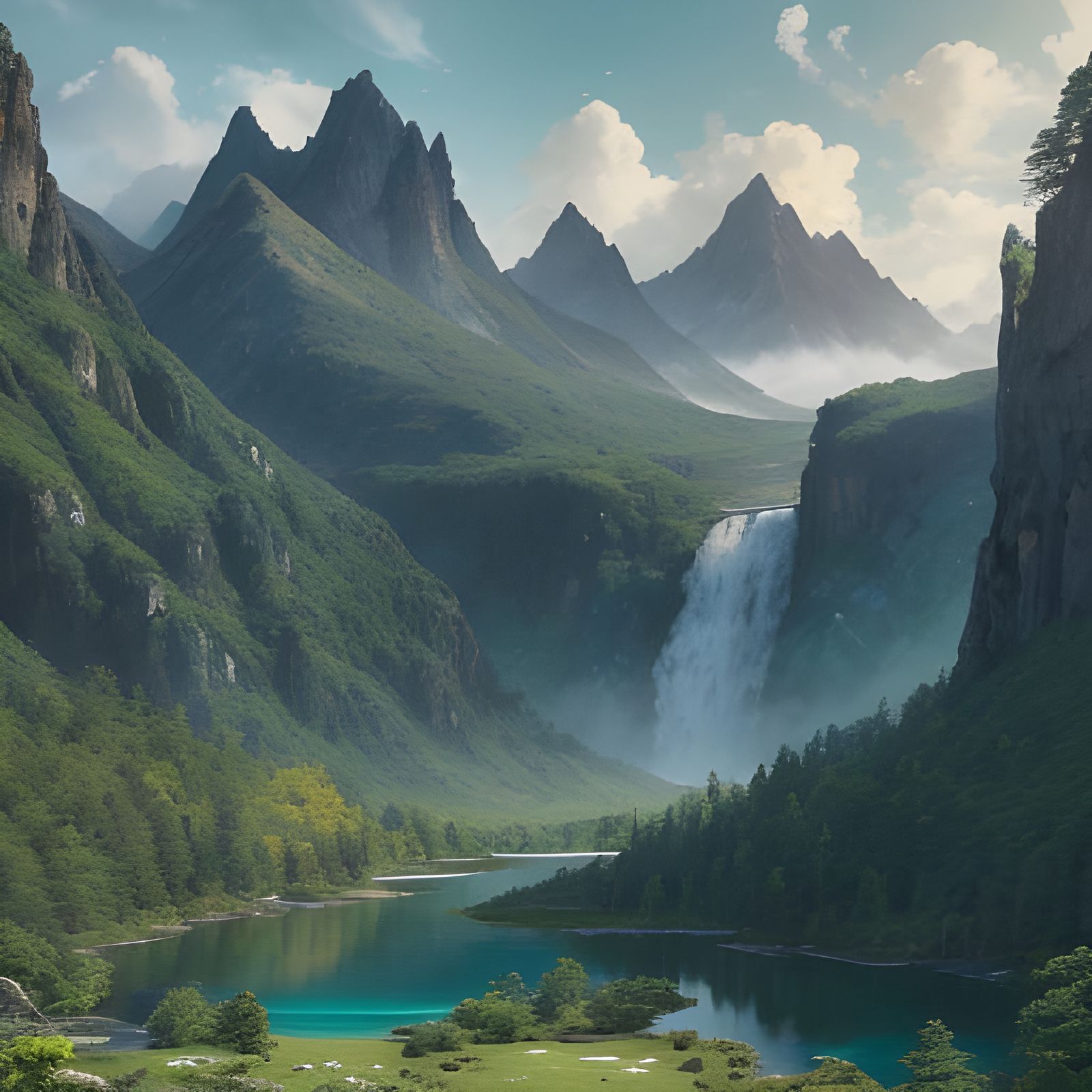 Surreal Landscape in Cyberpunk Aesthetic