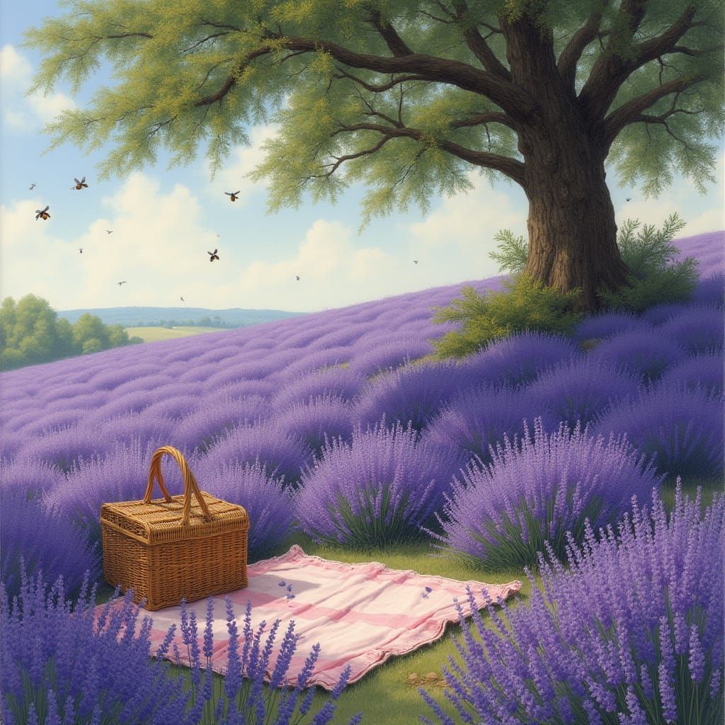 Vibrant Lavender Field in Serene Realism