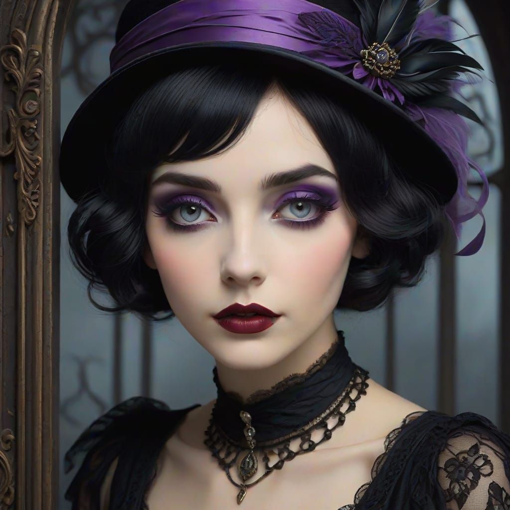 Mysterious Gothic Beauty with Enchanted Eyes
