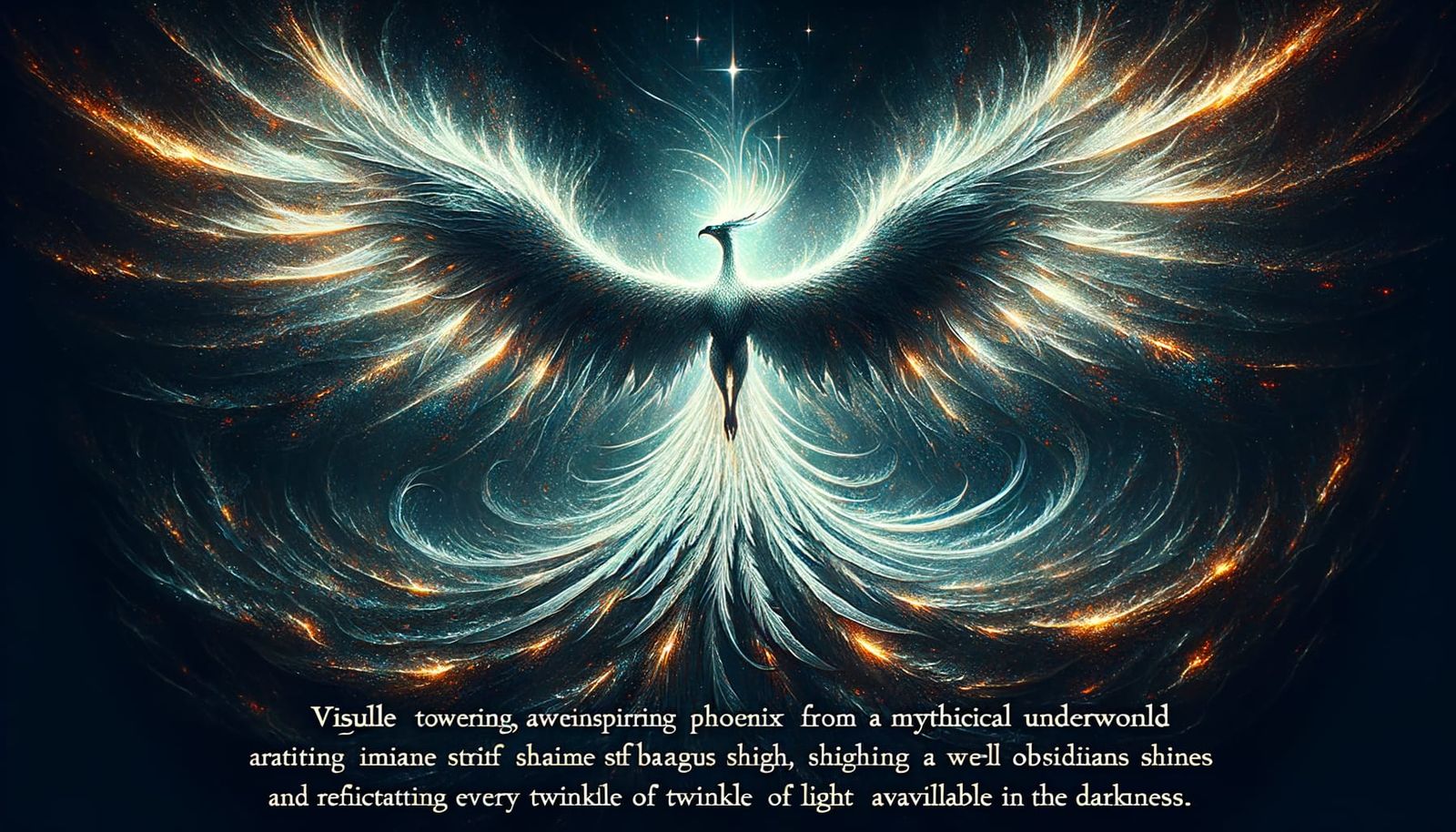 Obsidian Phoenix Radiating White Light from Underworld