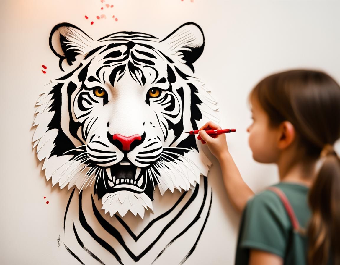 Child Paints A Tiger on the Wall II