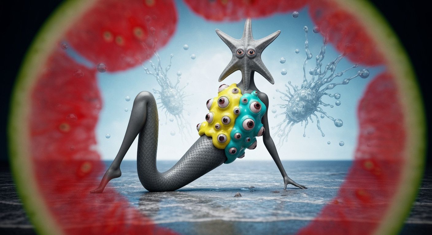 Cosmic Slug-Mermaid Washes Ashore on Phobos Beach