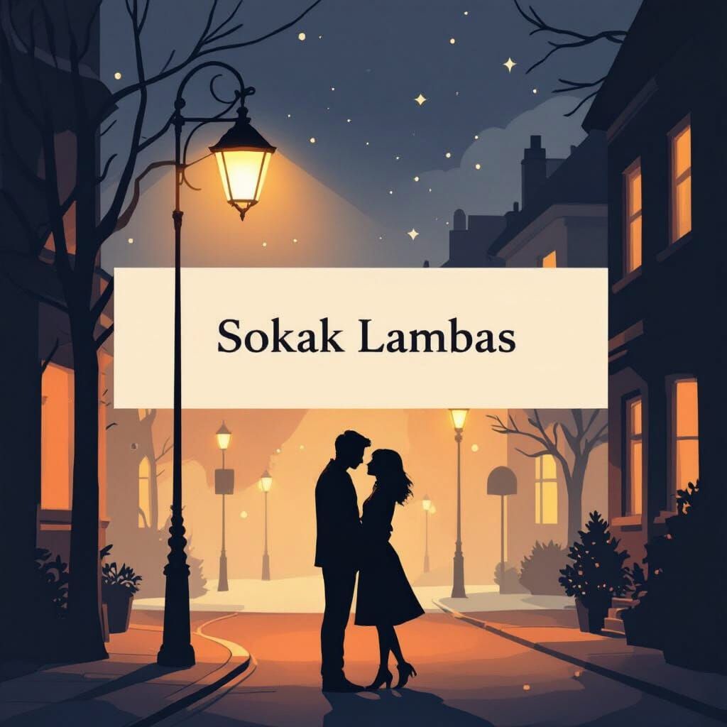 Cinematic Night Scene With Couple Under Street Lamp